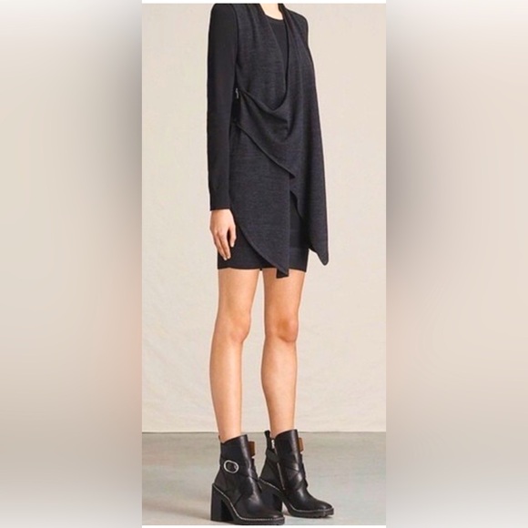 NWT All Saints Drina wrap sexy wool Dress - Picture 2 of 15